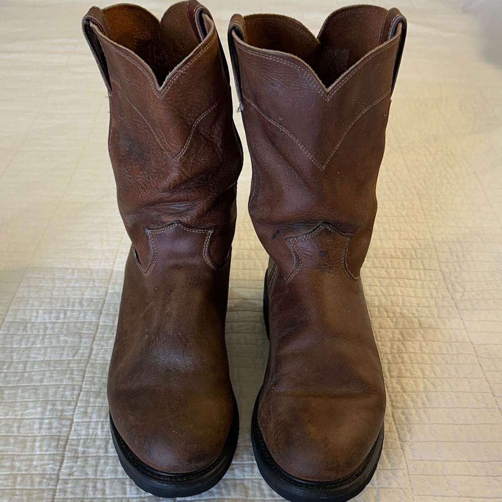 Justin Conductor Boots 10EE Brown Leather Round Toe Western Work Cowboy E Wide - Picture 3 of 6
